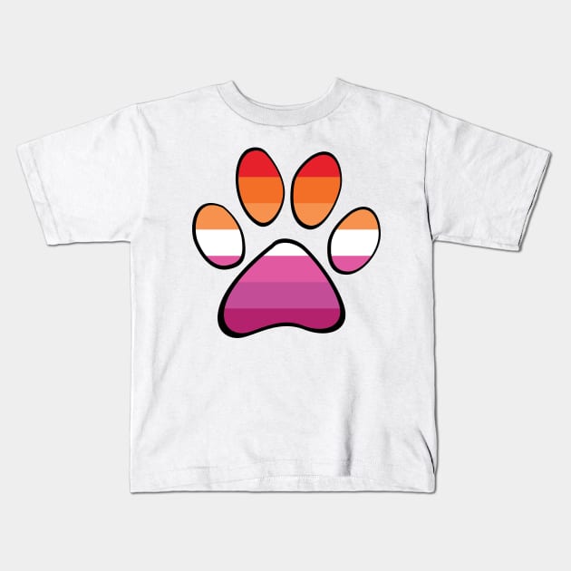 Lesbian Pride Paw Kids T-Shirt by HyperOtterDesigns